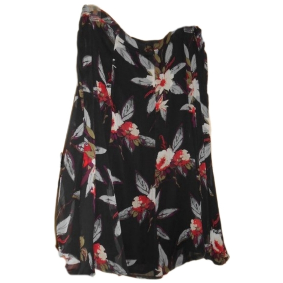 Floral Print Slenderizing Black Lined Skirt - Picture 7 of 9